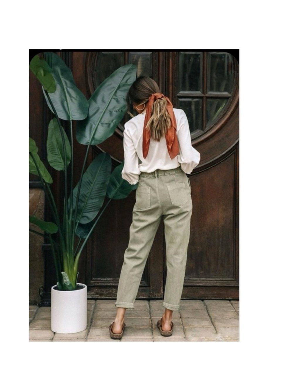 bohme Olive Green High-Rise Cropped Jeans
